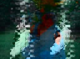 couple embracing outdoors