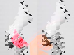 Person holding a megaphone up.