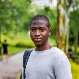 teenage young carer in park