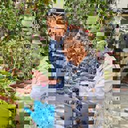 Hitesh and Mum looking at nature